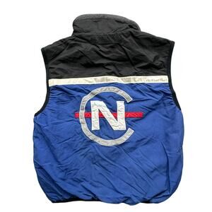 Vintage Nautica Competition Fleece Lined Nylon Vest Jacket Mens Medium Blue Logo